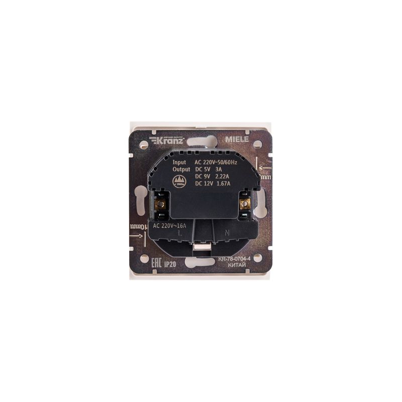 Розетка STRONG 1-ая с/з с/у з/ш 16А с USB A+C быстрой зарядки 5В/3А жемчуг KRANZ - Фото 2