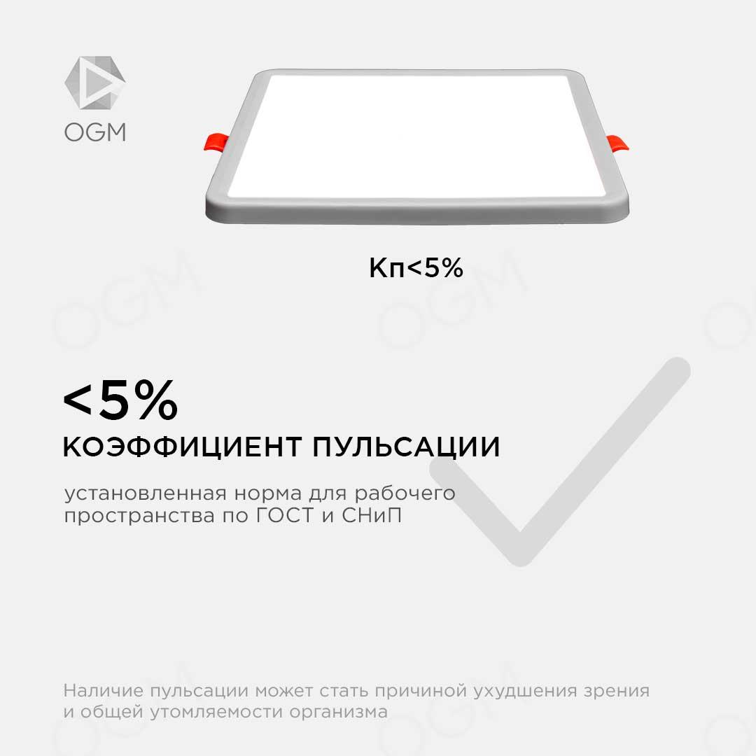 Панель светодиодная встраиваемая квадратная  15Вт, 1200Лм, 175х175х20мм, 4500К, Apeyron - Фото 16