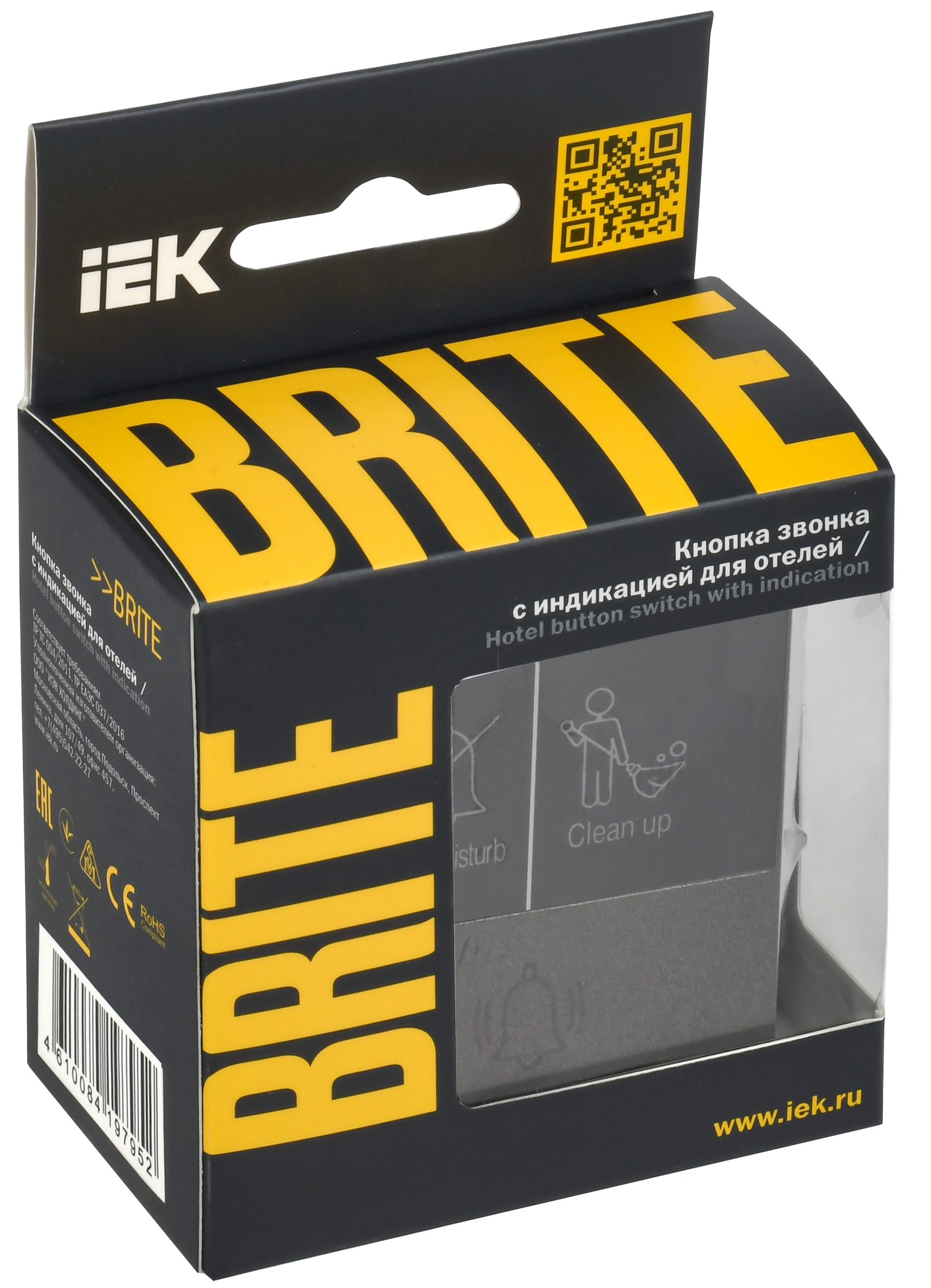 BRITE Кнопка звонка с индикацией для отелей 10А ВС10-1-9-БрТБ темная бронза IEK - Фото 2