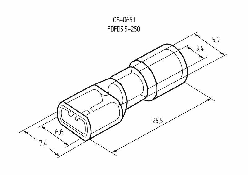 Клемма плоская полностью изолированная РППи-м 6.0-(6.3)/РпИмп 5,5-6-0,5 гнездо 6.6 мм 4-6 мм² REXANT - Фото 3