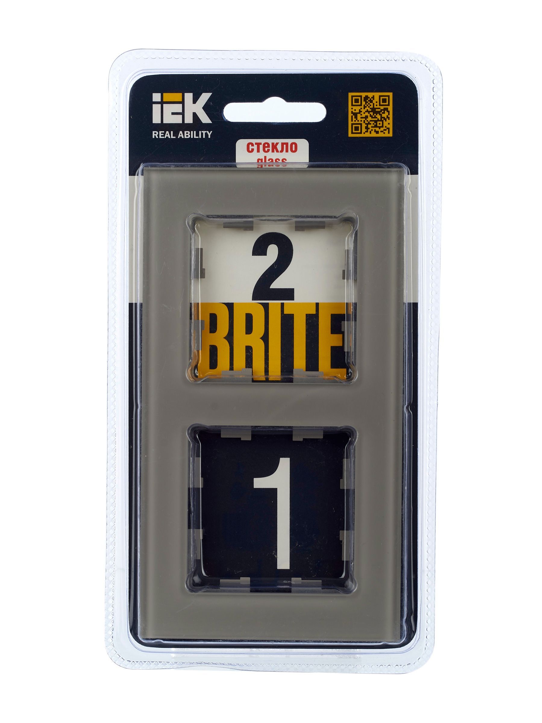 BRITE Рамка 2 -местная РУ-2-2-БрД стекло дымчатый IEK - Фото 4