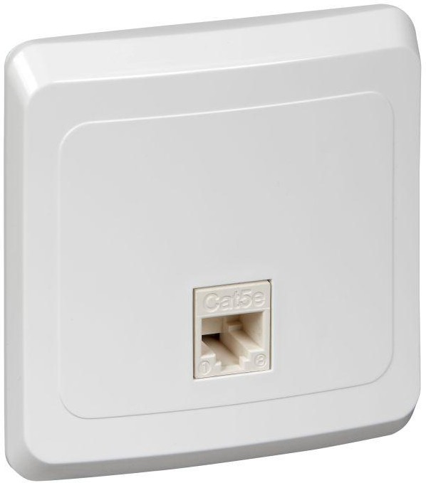 Розетка компьютерная 1-м СП Этюд RJ45 кат.5E бел. SE KOMC-001B - Фото 2