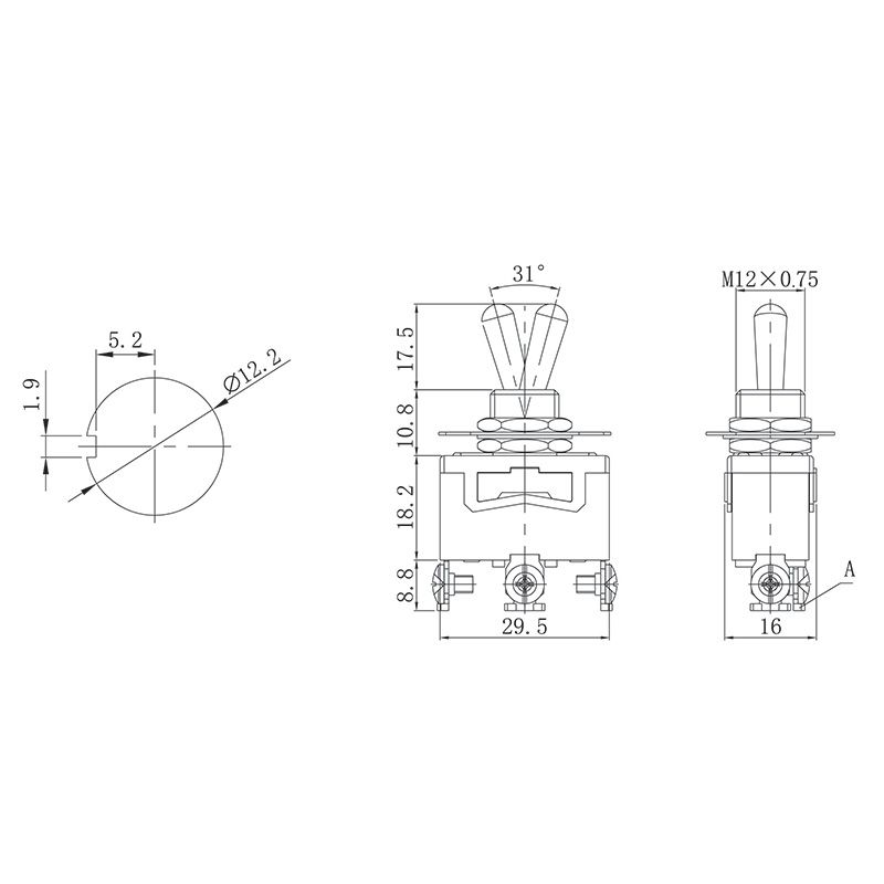 Тумблер 250V 15А (3c) ON-OFF-ON однополюсный  (KN-103)  REXANT Индивидуальная упаковка 1 шт - Фото 2