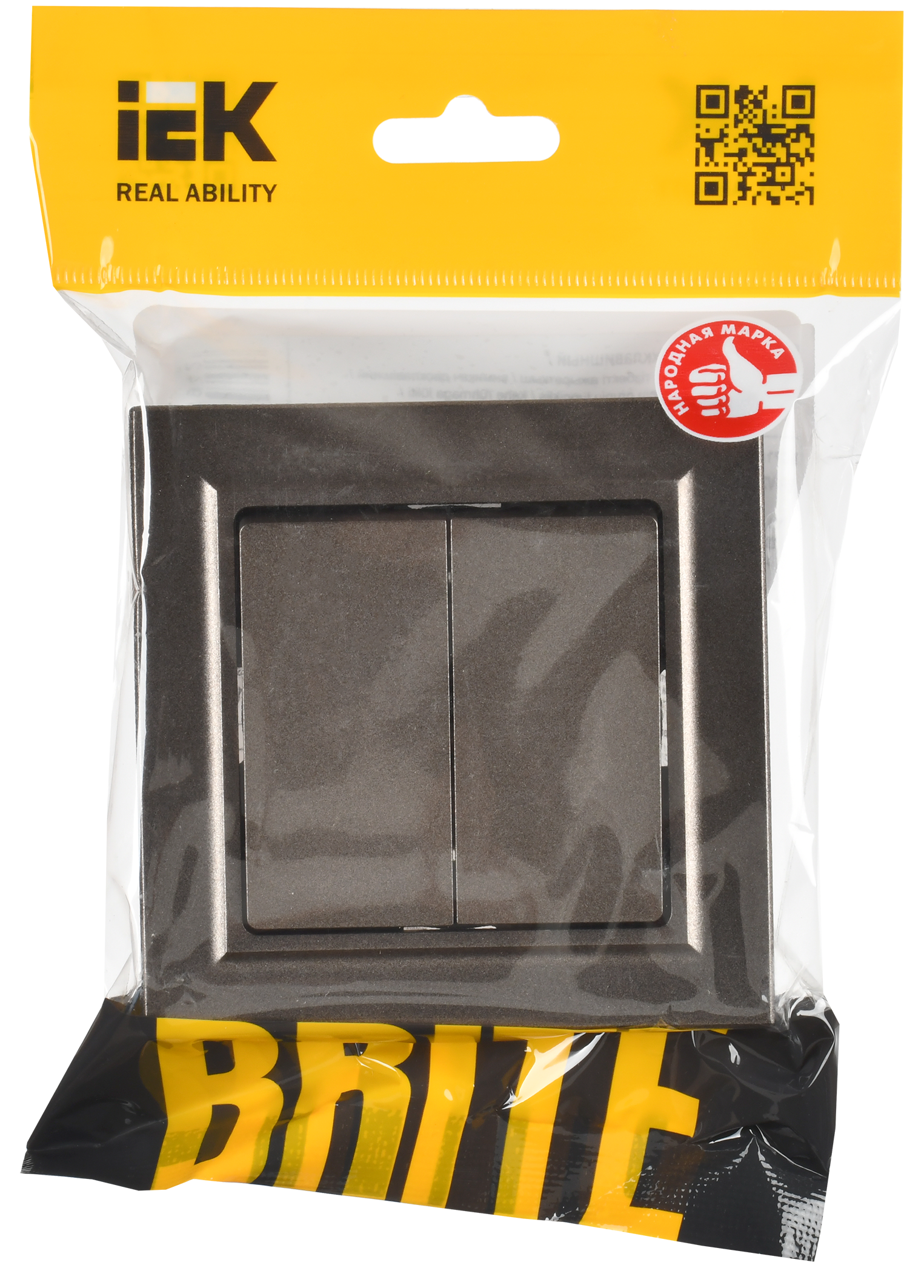 BRITE Выключатель 2-клавишный 10А в сборе ВСР10-2-0-БрТБ темная бронза IEK - Фото 2