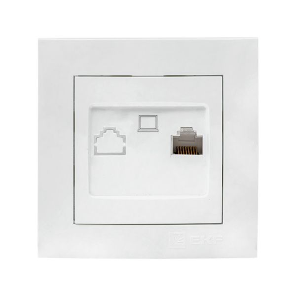 Валенсия розетка компьютерная RJ-45 1-местная белая EKF