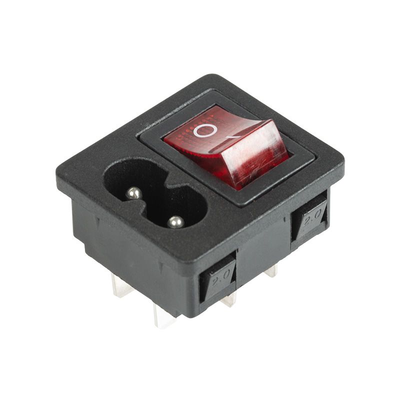 Выключатель клавишный 250 V 6 А (4с) ON-OFF красный с подсветкой и штекером C8 2PIN  REXANT - Фото 4