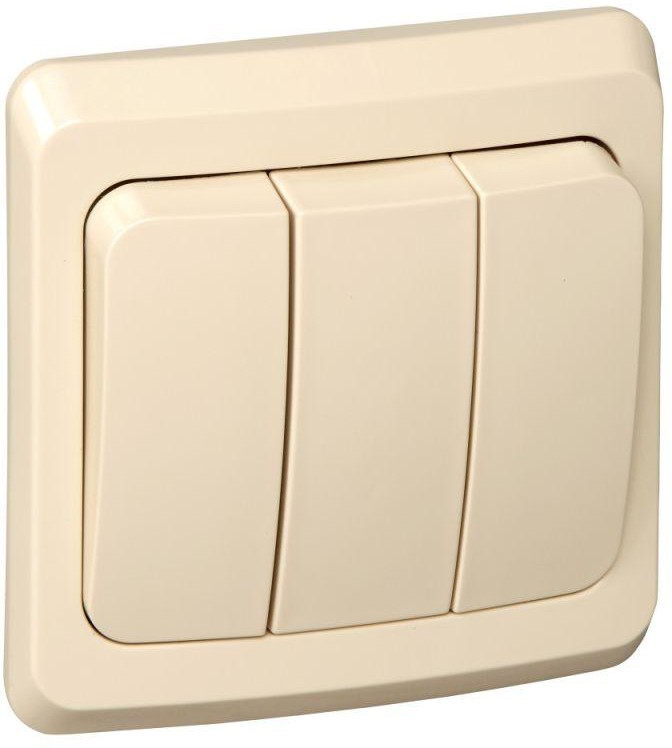 Выключатель 3-кл. СП Этюд 10А IP20 крем. SE BC10-003K