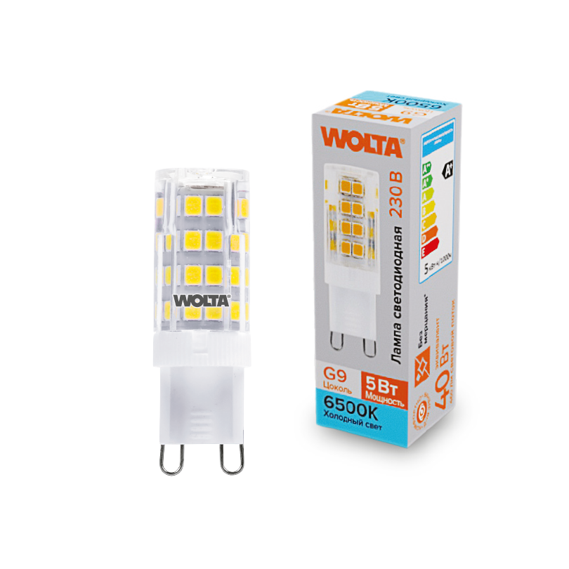 Светодиодная лампа WOLTA WSTD-JCD-5W6KG9-C 5Вт 6500K G9