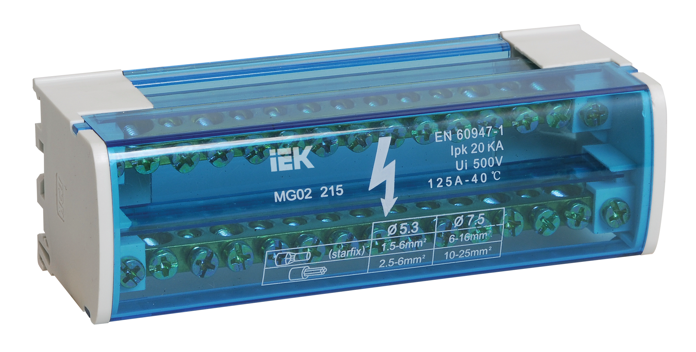 Шины на DIN-рейку в корпусе (кросс-модуль) ШНК 2х15 L+PEN IEK