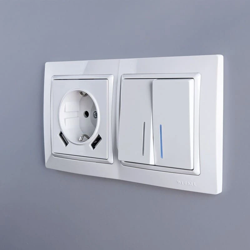 Розетка с заземлением, шторками и USB тип A+C (белый) Werkel - Фото 11