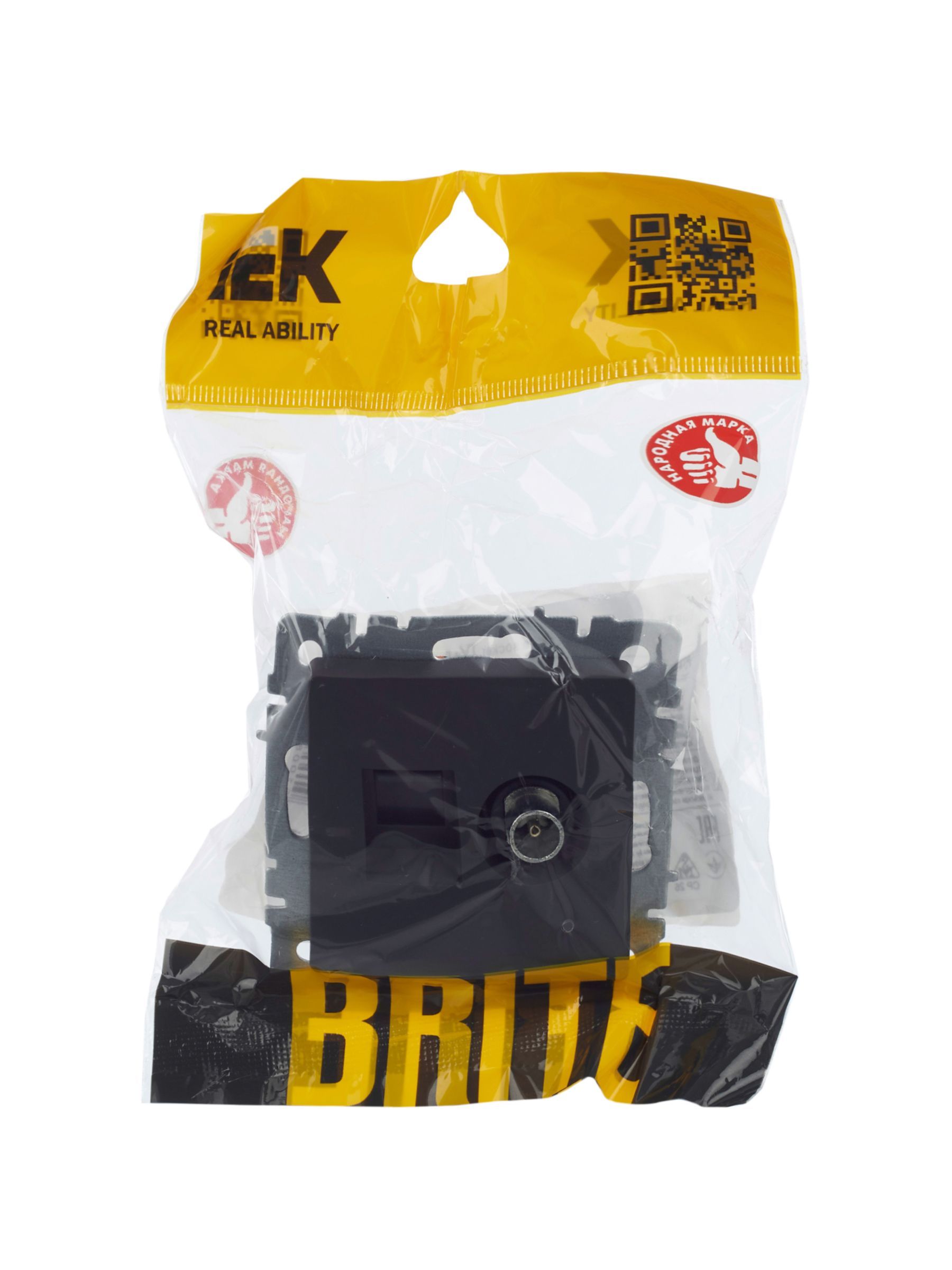 BRITE Розетка двойная TV+RJ45 кат.5E РТВ/РК12-БрГ графит IEK - Фото 9