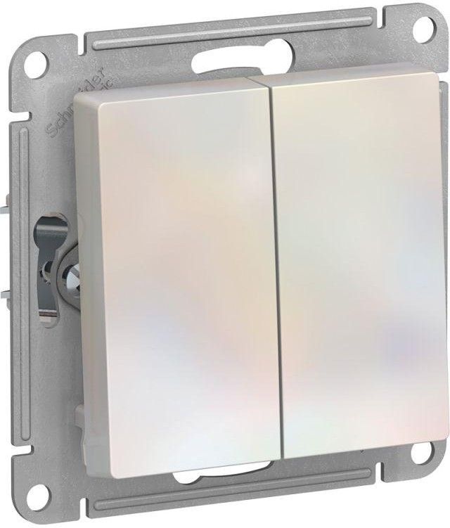 Выключатель 2-кл. СП AtlasDesign 10А IP20 (сх. 5) 10AX механизм жемчуж. SE ATN000451