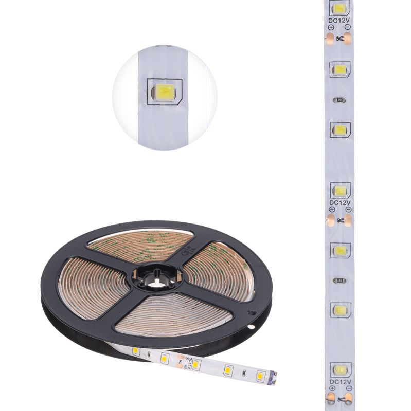 Лента светодиодная 12В, SMD2835, 4,8Вт/м, 60 LED/м, 2700К, 8мм, 5м, для БП с клеммами, IP65 LAMPER - Фото 3