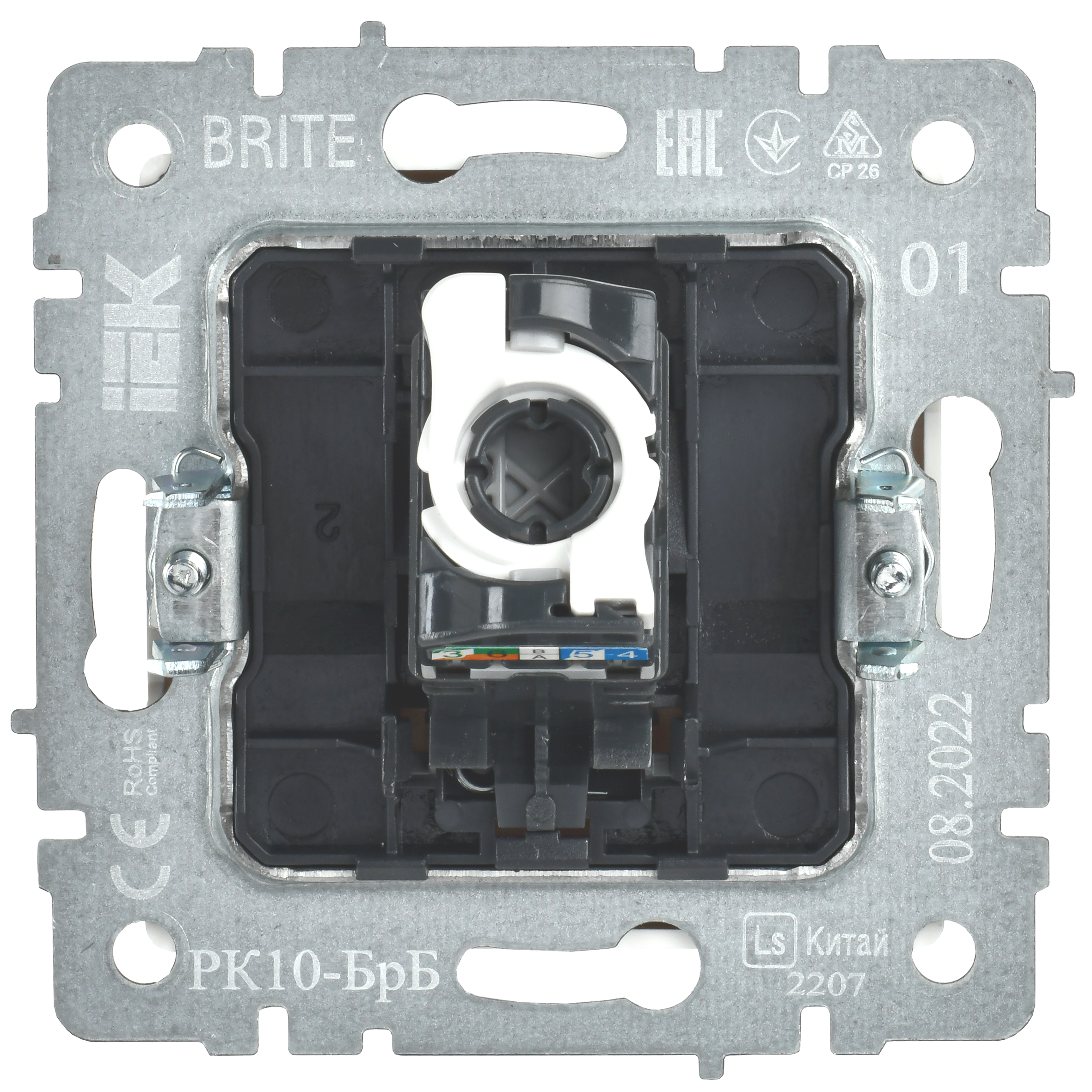 BRITE Розетка компьютерная RJ45 кат.5E РК10-БрБ белый IEK - Фото 7