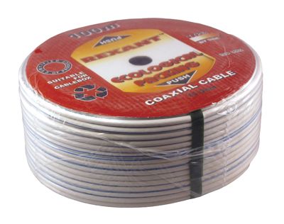 Кабель коаксиальный DG-113, Cu/Al/Cu, 75%, 75Ом, 100м, INDOOR, белый REXANT - Фото 2