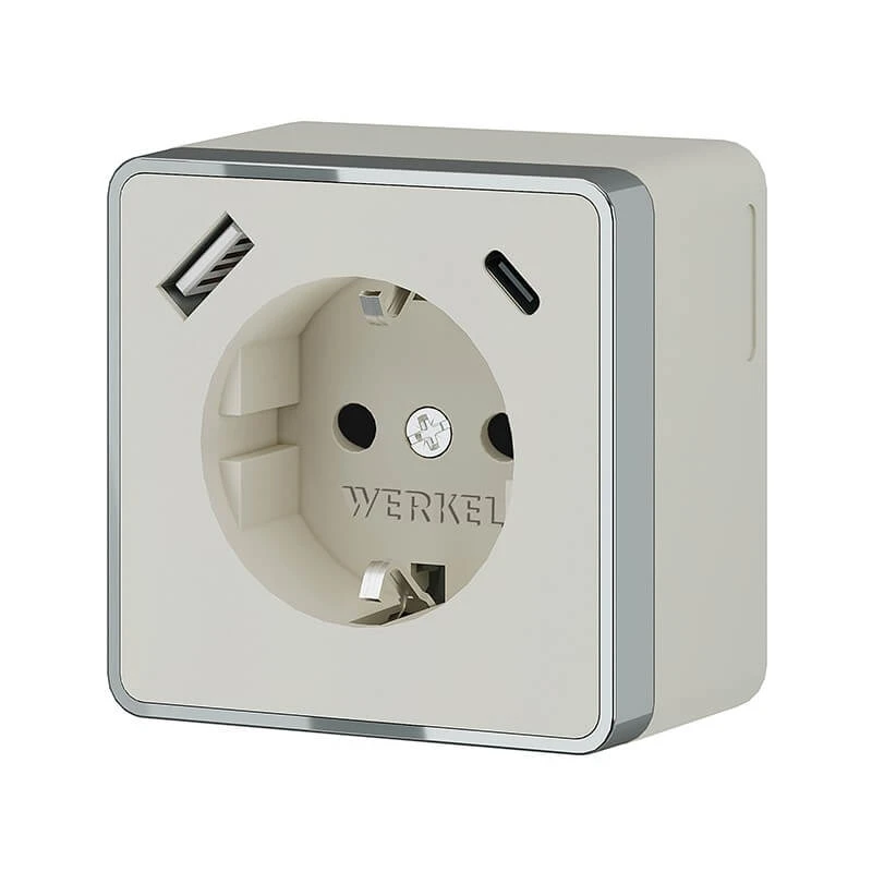 Розетка с заземлением, шторками и USB тип A+C Gallant (слоновая кость) Werkel