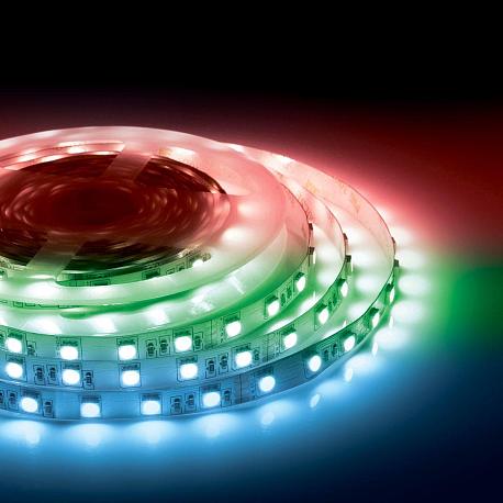 Светодиодная лента 24В, 14,4Вт/м, smd5050, 60д/м, IP20, ширина подложки 10мм, 5м, RGB. - Фото 2