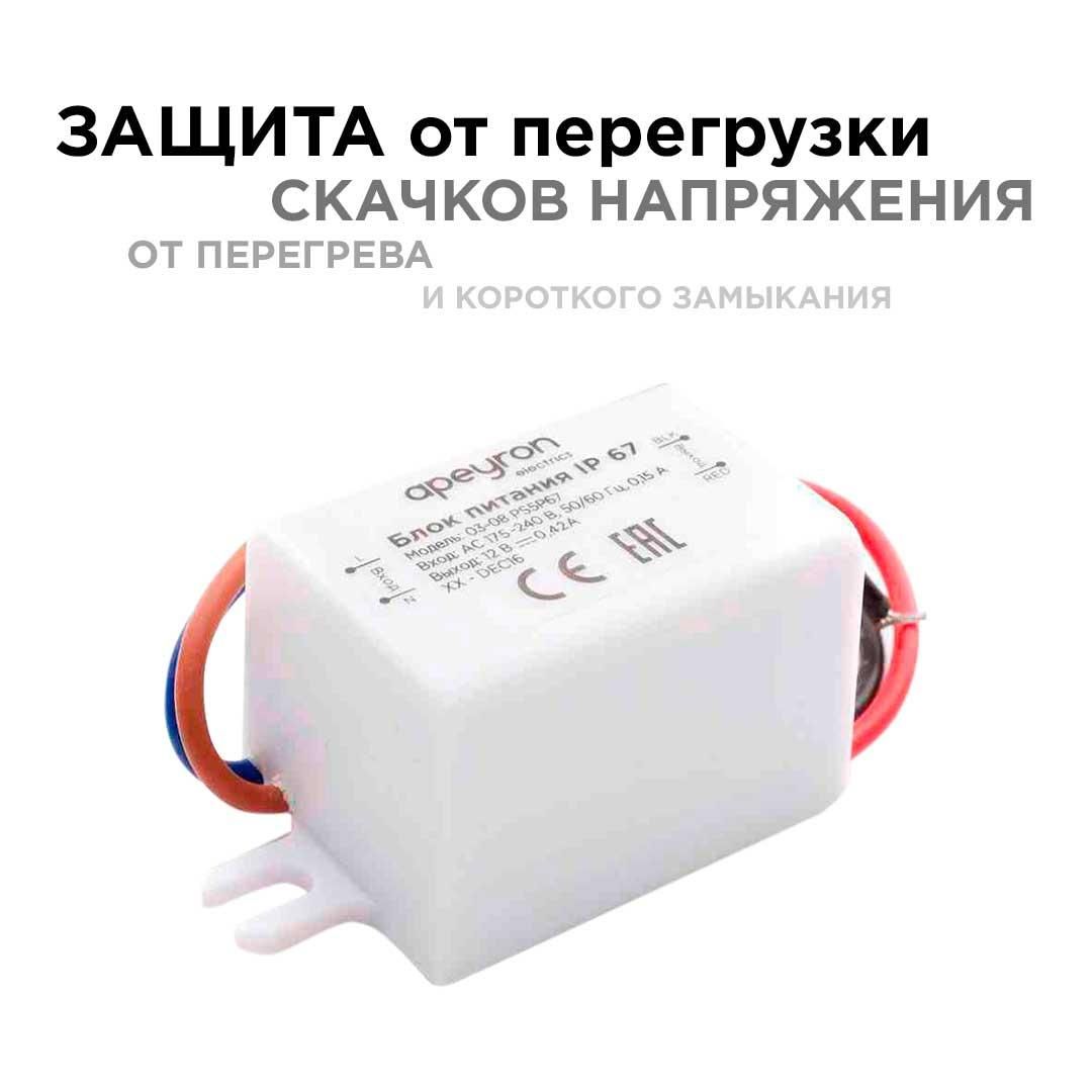 Блок питания 12В, 5 Вт, IP67, 0,42А - Фото 9