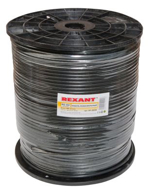 Кабель коаксиальный RG-6U, 75Ом, Cu/Al/Cu, 64%, 305м, OUTDOOR, черный REXANT - Фото 2
