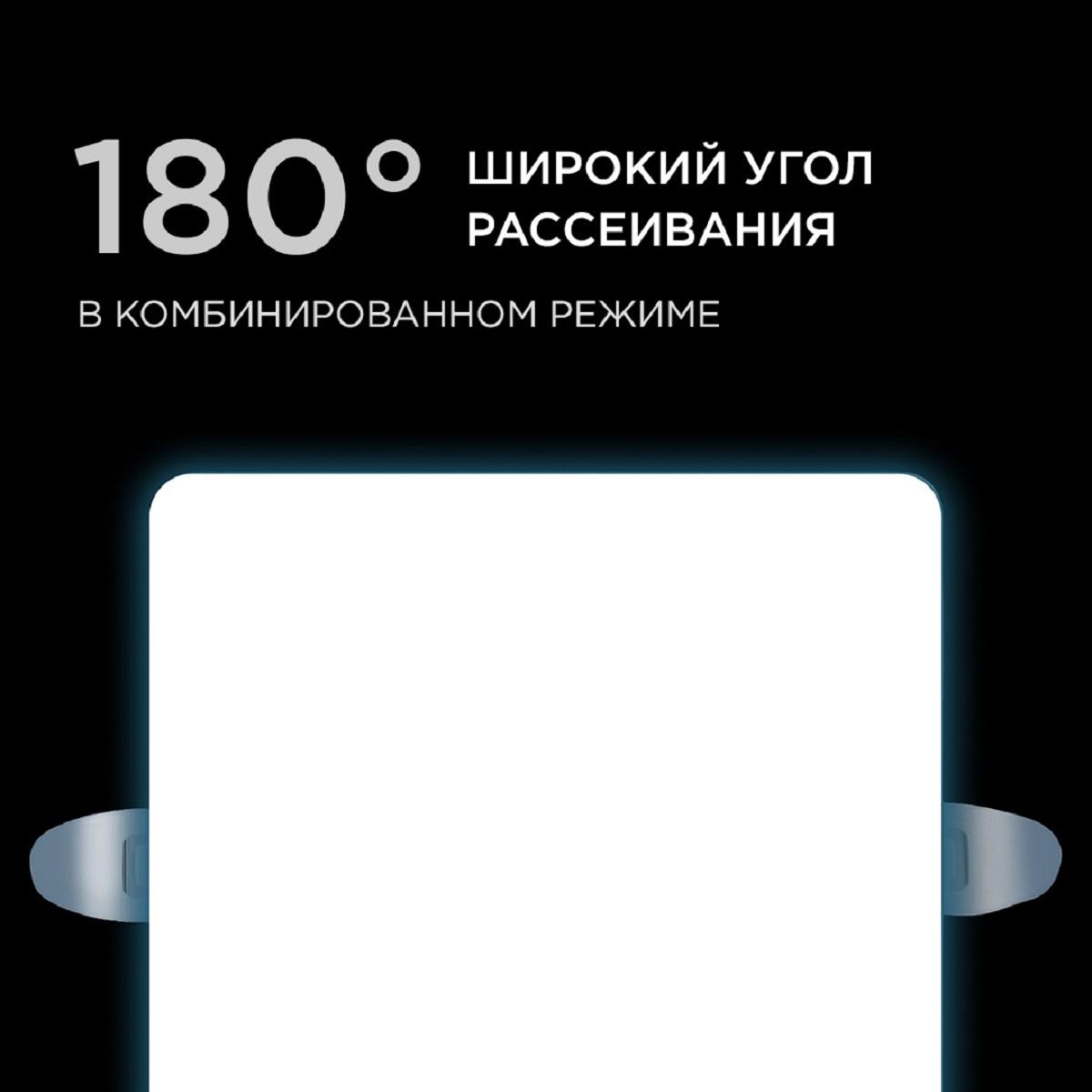 Панель светодиодная встраиваемая безрамочная FLP, 16Вт (12Вт+4Вт), 230В/50Гц, 1360лм, 6500К, IP20, 1 - Фото 6
