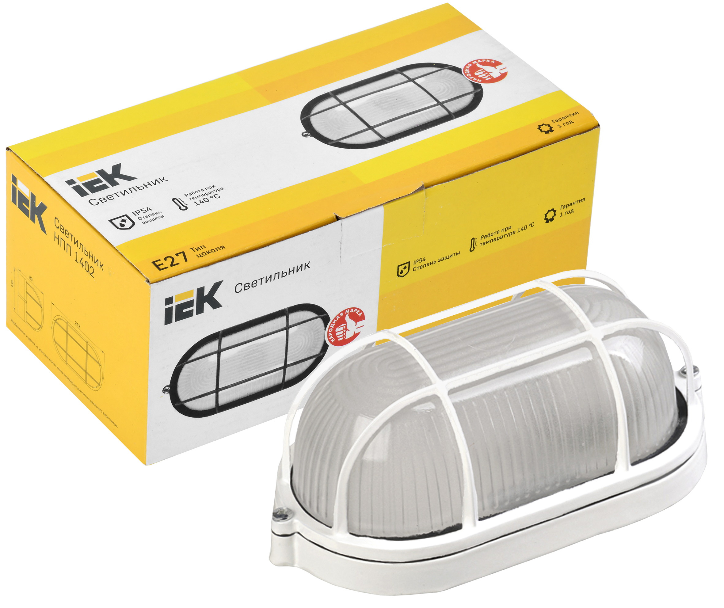 Светильник НПП1402 овал с решеткой 60Вт IP54 белый IEK - Фото 3