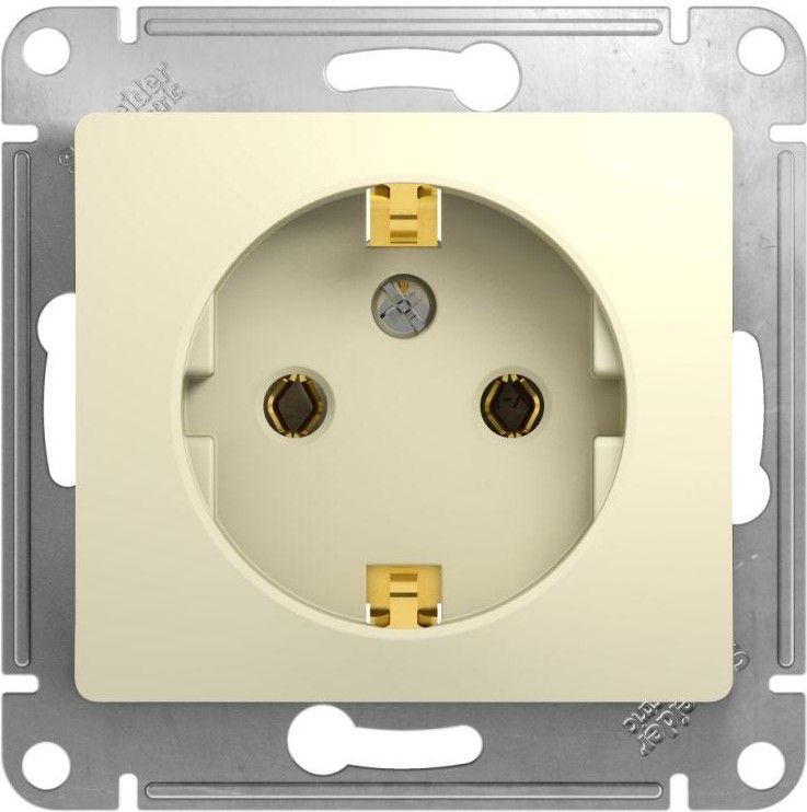 Розетка 1-м СП Glossa 16А IP20 с заземл. механизм беж. SE GSL000243