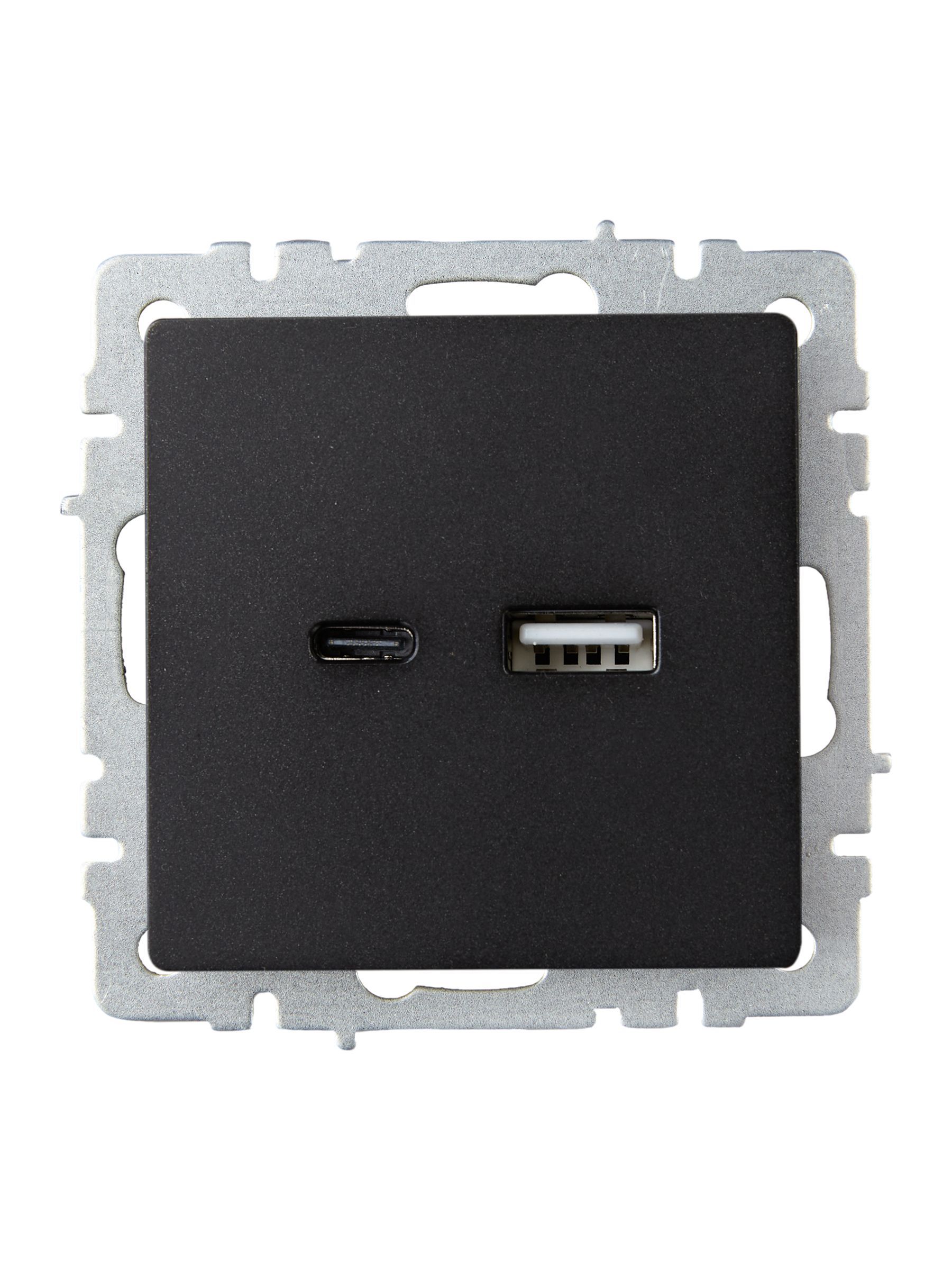 BRITE Розетка USB A+C 18Вт РЮ11-1-БрЧ черный IEK - Фото 3