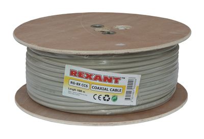 Кабель коаксиальный RG-8X, 50 Ом, CCS/Al/Al, 75%, 100м, INDOOR, серый REXANT - Фото 2