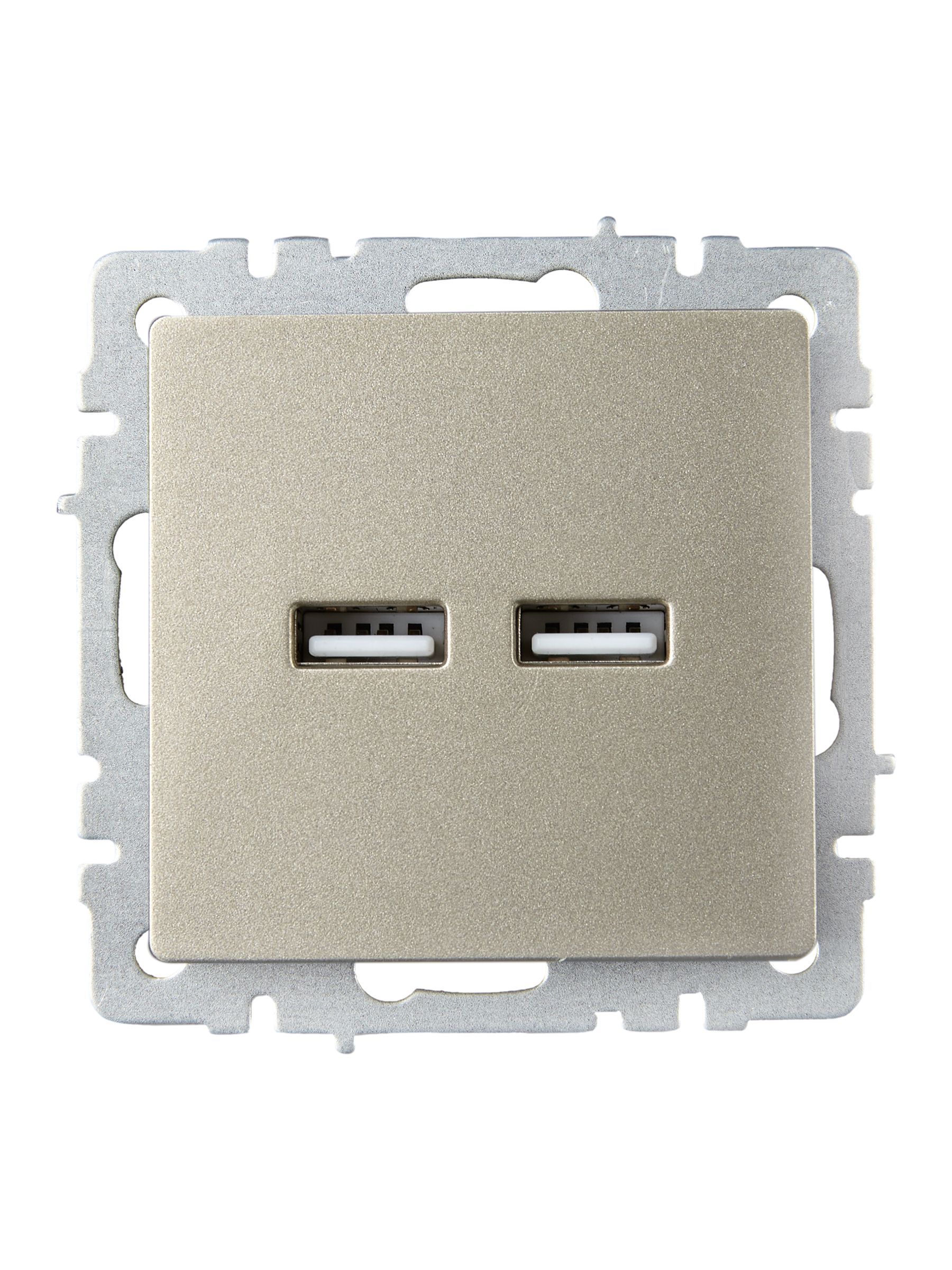 BRITE Розетка USB A+A 5В 3,1А РЮ10-1-БрШ шампань IEK - Фото 8