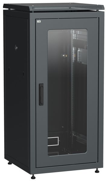 ITK LINEA N Шкаф сетевой 19" 24U 600х800мм стеклянная передняя дверь черный