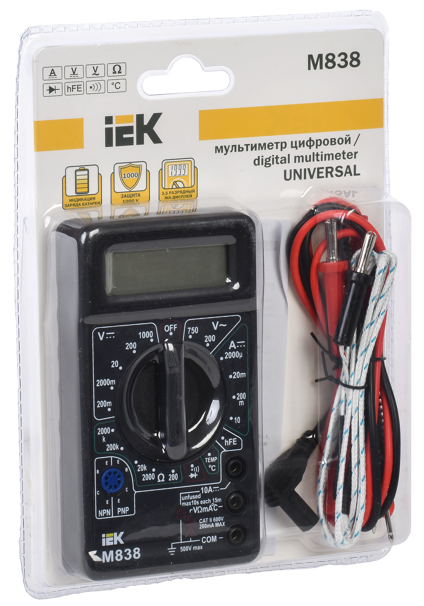 Мультиметр цифровой UNIVERSAL M838 IEK - Фото 2