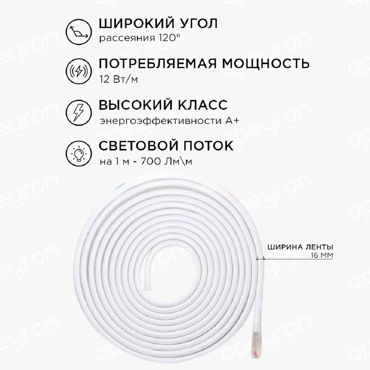 Комплект светодиодной подсветки (лента) smd5050 60д/м 220В IP65 5м RGB Apeyron - Фото 4