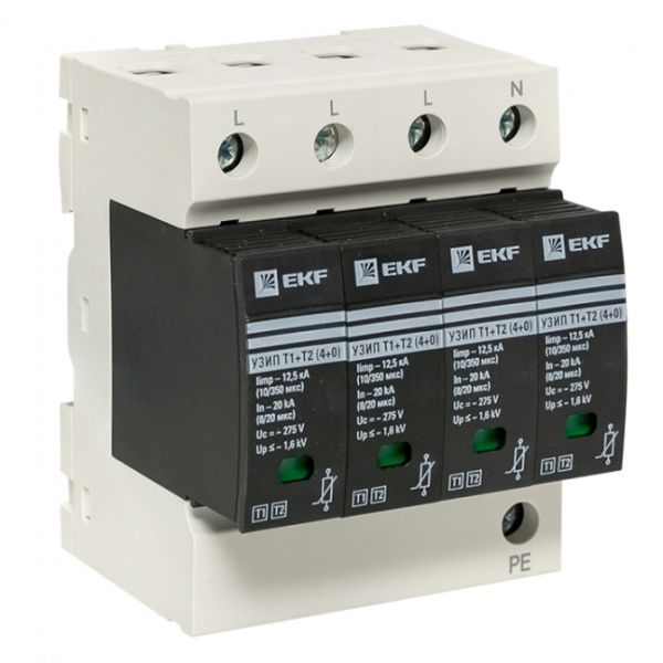 УЗИП Т1+Т2; Iimp-12,5kA; In-20kA; Uc-275В; 4+0 EKF