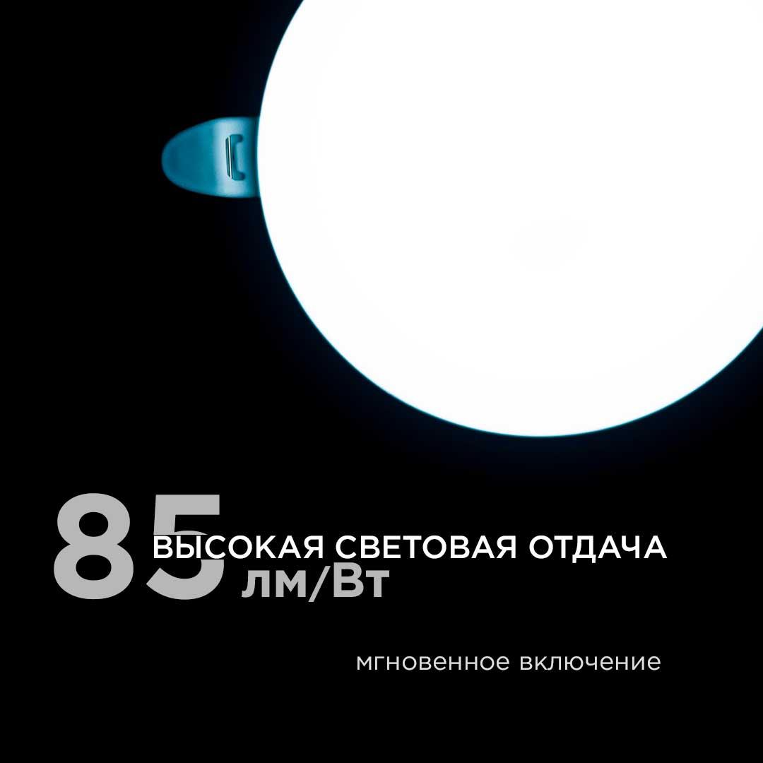 Панель светодиодная встраиваемая безрамочная FLP, 12Вт (8Вт+4Вт), 230В/50Гц, 1020лм, 6500К, IP20, ø1 - Фото 9