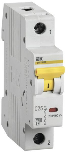 Выключатель автоматический ВА47-60 1Р 25А 6кА С IEK