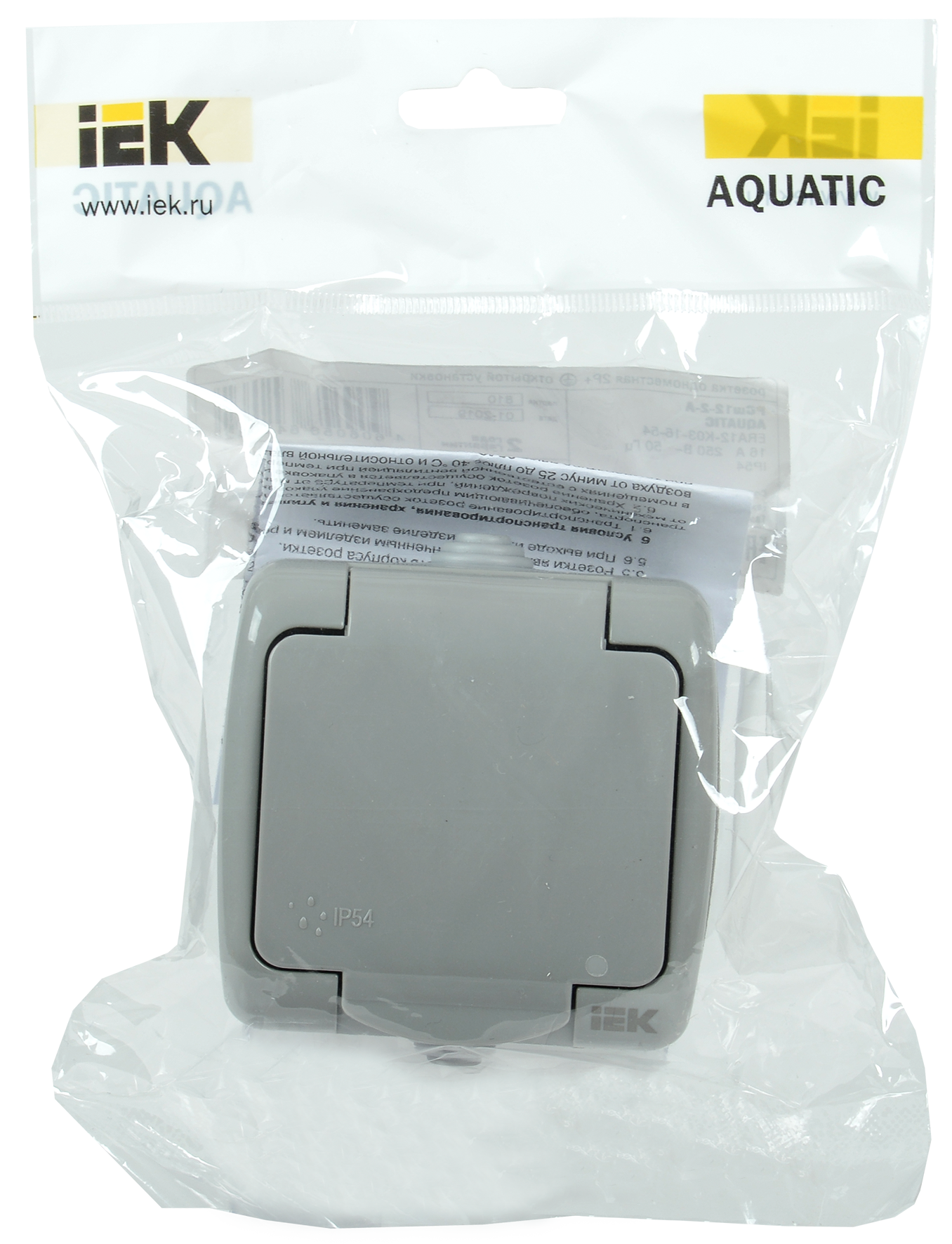 AQUATIC Розетка 1-местная с заземлением и крышкой для открытой установки 16А IP54 РСш12-2-А IEK - Фото 2