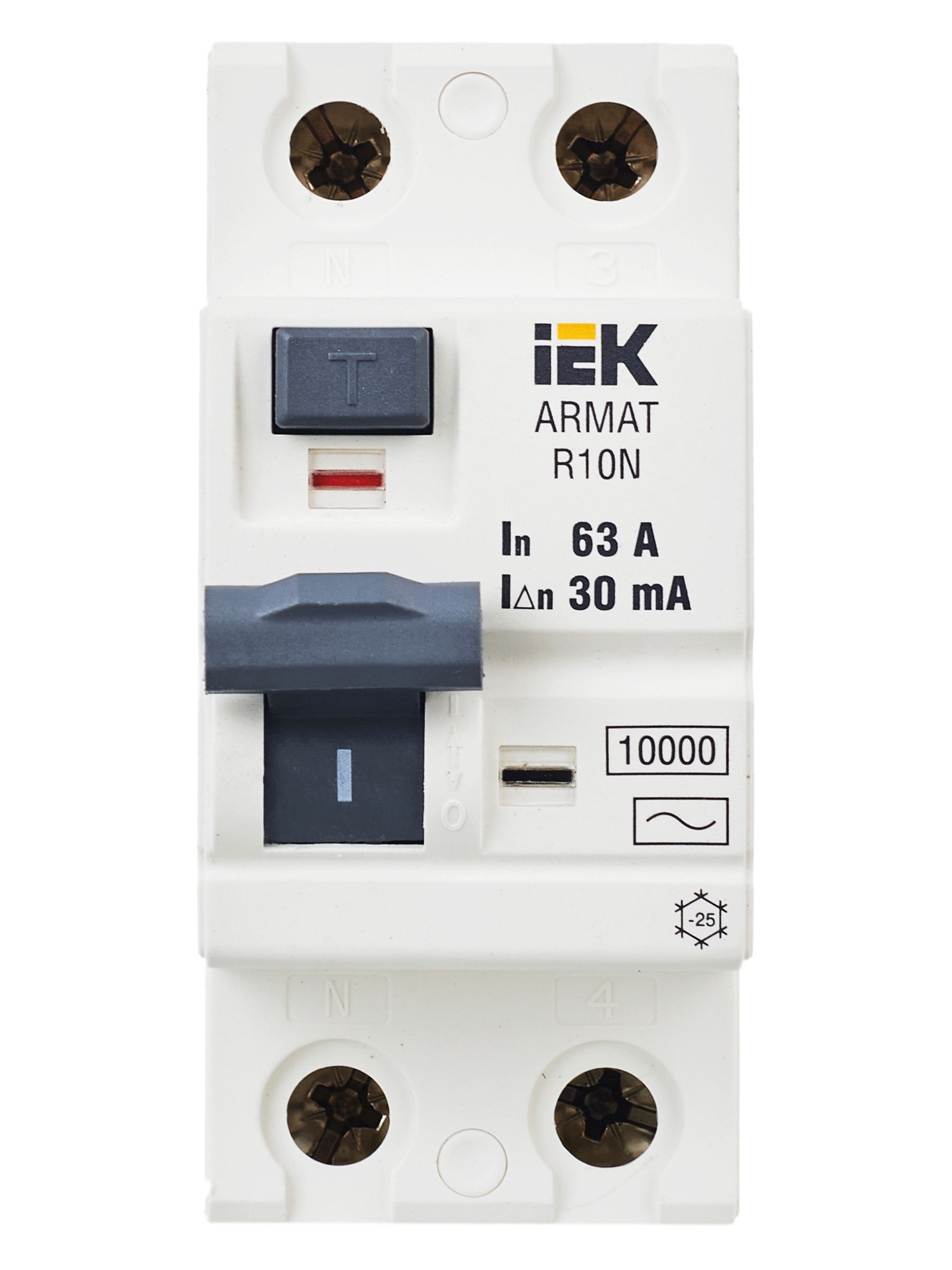 ARMAT Выключатель дифференциального тока R10N 2P 63А 30мА тип AC IEK - Фото 7