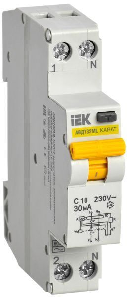 Выключатель автоматический дифференциального тока АВДТ32МL C10 30мА KARAT IEK MVD12-1-010-C-030