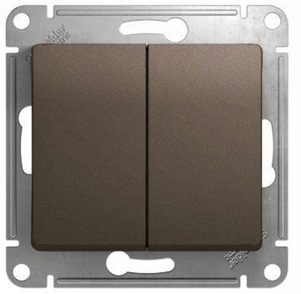 Выключатель 2-кл. СП Glossa 10А IP20 (сх. 5) 10AX механизм шоколад. SE GSL000851