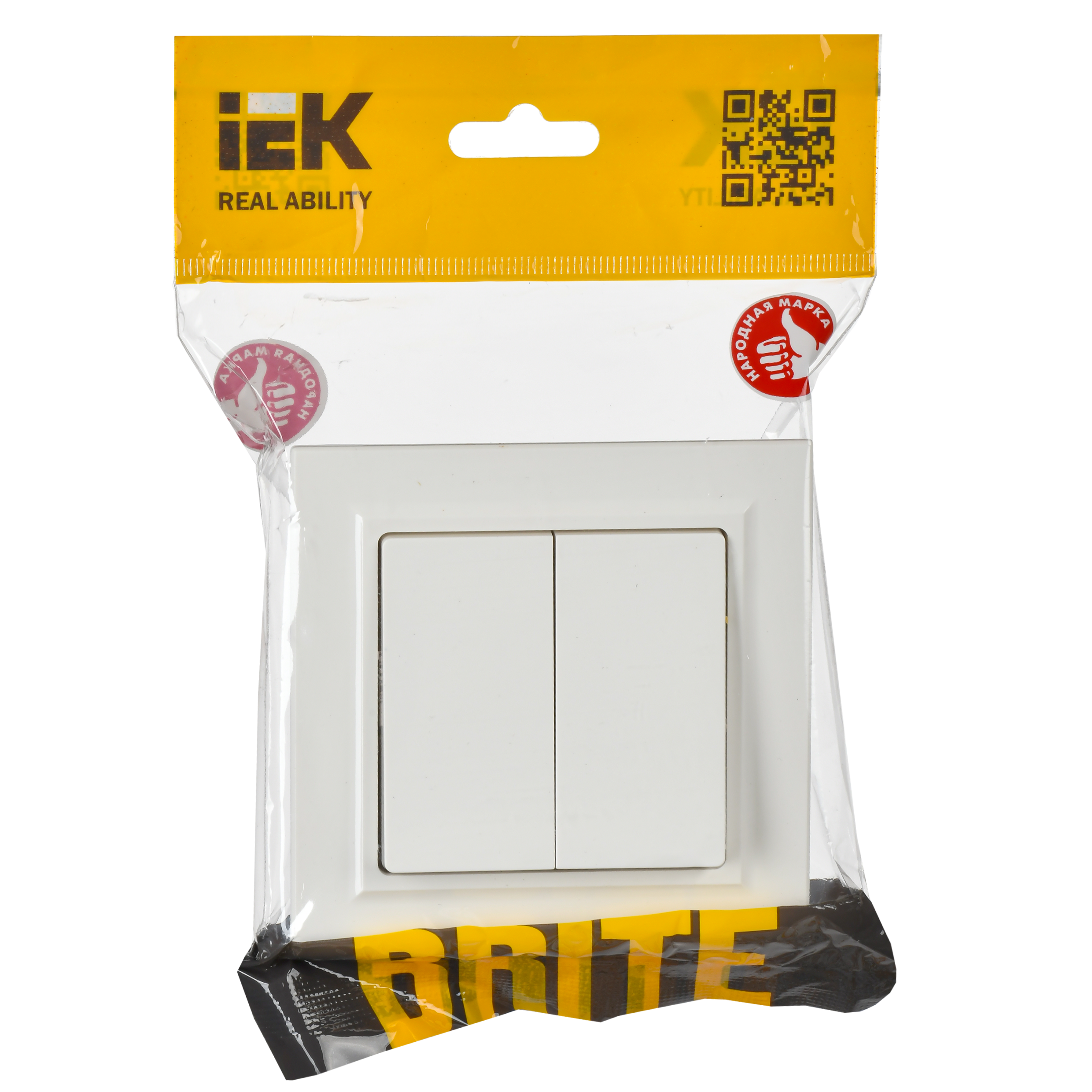 BRITE Выключатель 2-клавишный проходной 10А ВС10-2-6-БрБ белый IEK - Фото 3