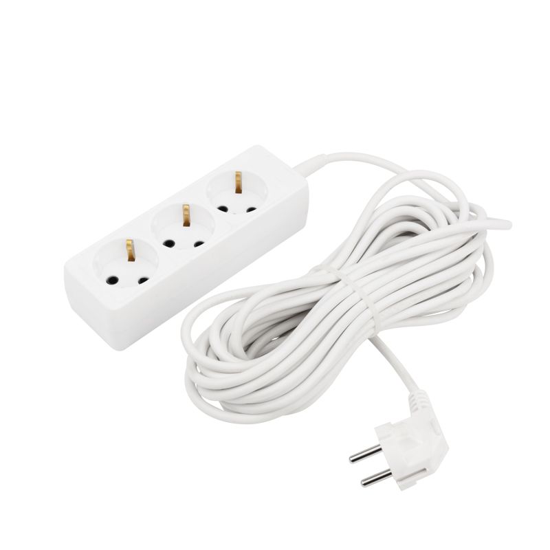 Удлинитель 3 гнезда, 10м, 3х0,75мм², с/з, белый PROconnect - Фото 2