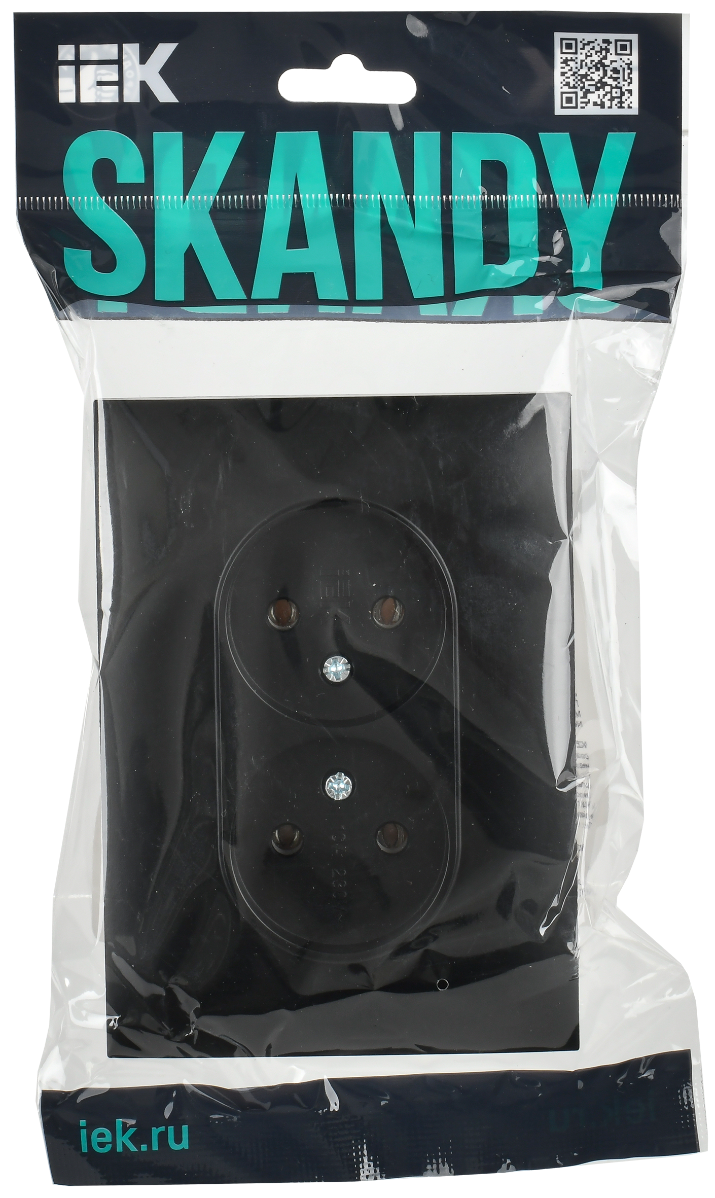 SKANDY Розетка 2-местная без заземления без защитных шторок 10А в сборе SK-R10Bl черный IEK - Фото 2