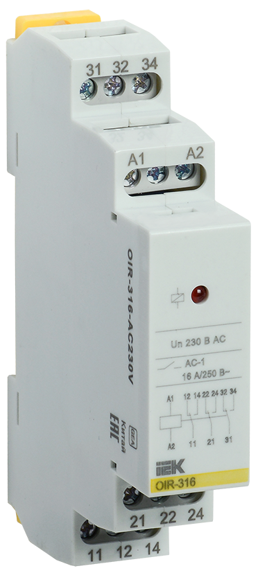 Реле промежуточное модульное OIR 3 контакта 16А 230В AC IEK