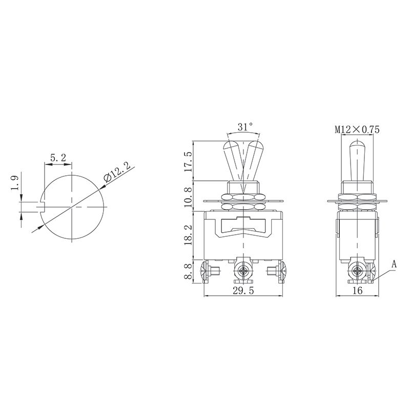 Тумблер 250V 15А (3c) ON-(ON) однополюсной (KN-112) REXANT - Фото 2