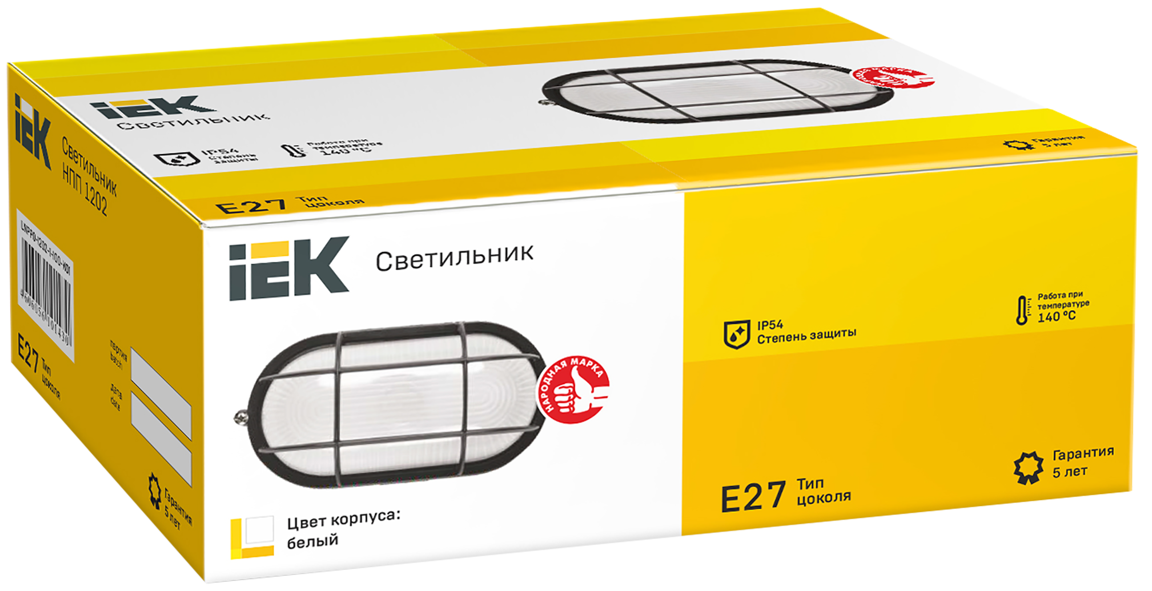 Светильник НПП1202 овал с решеткой 100Вт IP54 белый IEK - Фото 2