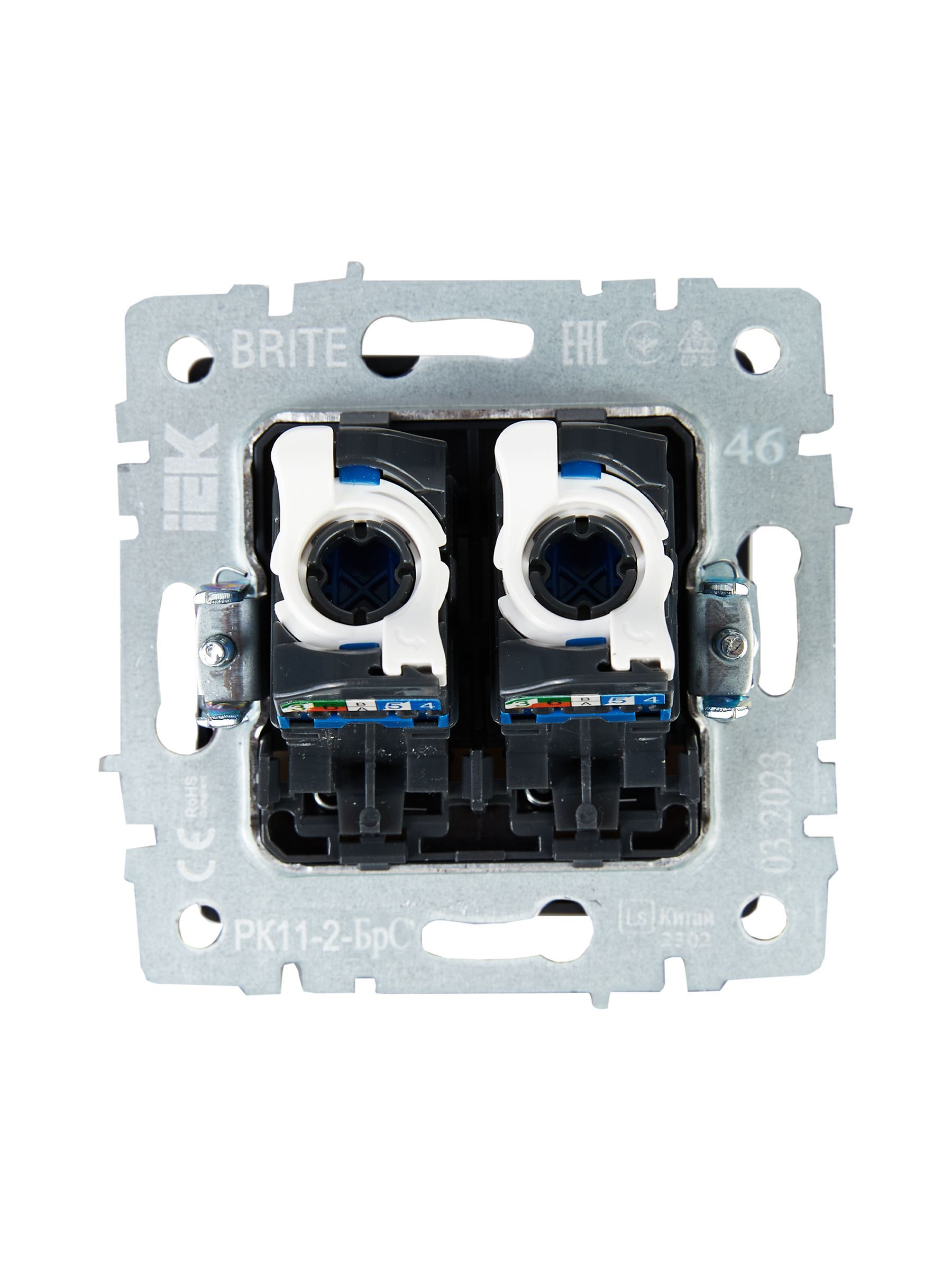 BRITE Розетка компьютерная двойная RJ45 кат.6 РК11-2-БрС сталь IEK - Фото 6