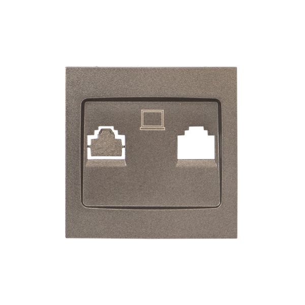 Валенсия лиц. панель розетки RJ-45 2-местная графит EKF