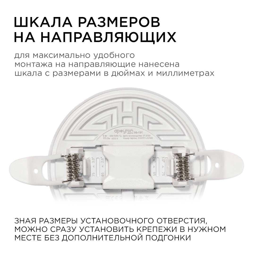 Панель светодиодная встраиваемая безрамочная FLP, 9Вт (6Вт+3Вт), 230В/50Гц, 770лм, 4000К, IP20, ø90х - Фото 5