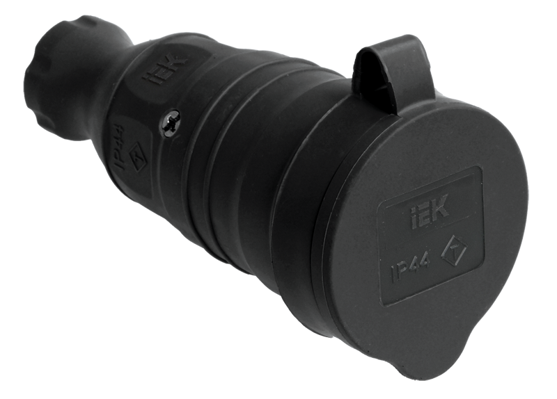 РБп13-1-0м Розетка с защитной крышкой переносная ОМЕГА IP44 каучук IEK