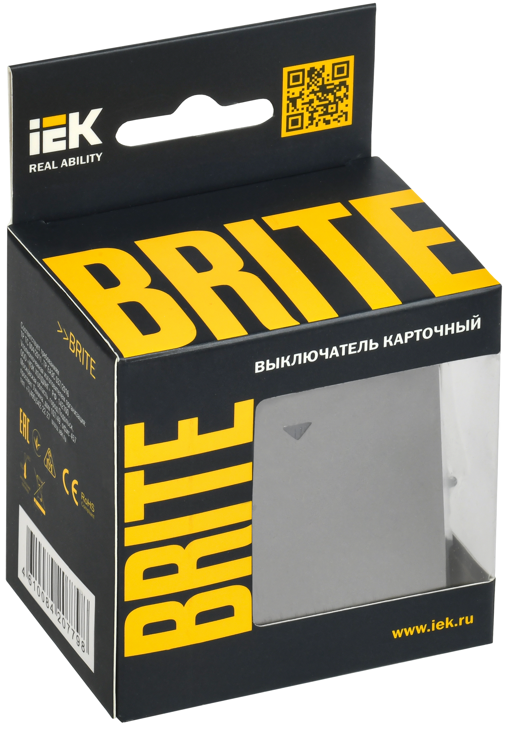 BRITE Выключатель карточный 30А ВС10-1-8-БрС сталь IEK - Фото 2